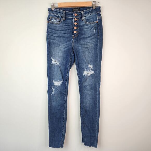 Judy Blue Skinny Fit Jeans Women's 7/28 Button Fly Dark Wash Stretch Denim - Picture 9 of 9